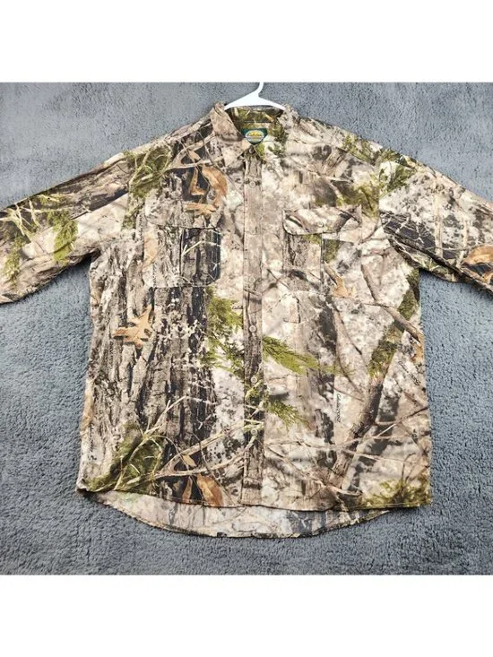 Cabela's Zonz Men's Large Regular Camo Button Up Shirt Woodlands Hunting Outdoor - Picture 11 of 12